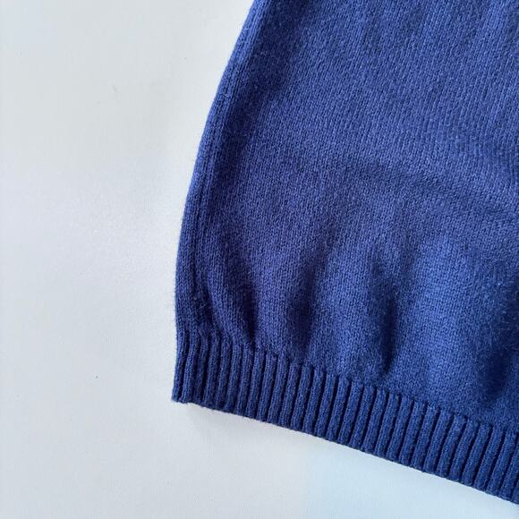 Talbots Kids Sweater Vest Boys Size 10 Navy Blue Argyle N Neck Preppy - Picture 2 of 4